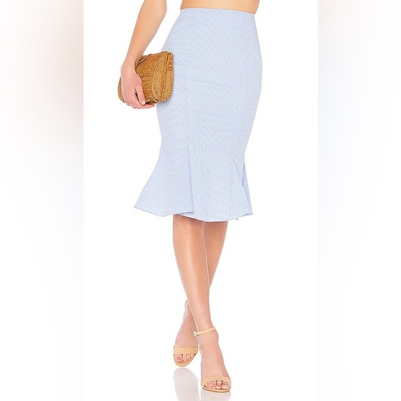 REVOLVE Majorelle Blue Gingham Check Plaid Midi Length Trumpet Skirt - Picture 1 of 12